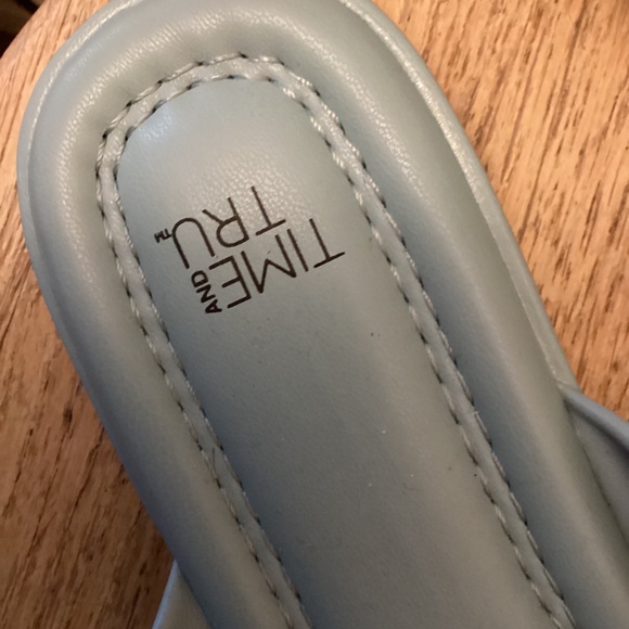 NEW Time and Tru Blue Front KnotBow Slide Sandals with Memory Foam Size 8 - Picture 3 of 6